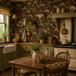 Load image into Gallery viewer, Defours Place Green and Burgundy Botanical Peel and Stick and Traditional Wallpaper