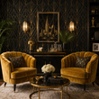 Load image into Gallery viewer, Anson Street Black and Gold Art Deco Peel and Stick and Traditional Wallpaper
