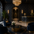 Load image into Gallery viewer, Tyning End Blue and Gold Art Deco Peel and Stick and Traditional Wallpaper