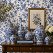 Load image into Gallery viewer, Abberely Mews Victorian Blue Toile Peel and Stick and Traditional Wallpaper