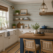 Load image into Gallery viewer, Mariner's Cove Teal and Brown Nautical Striped Peel and Stick and Traditional Wallpaper