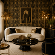 Load image into Gallery viewer, Neve Avenue Gold Art Deco Peel and Stick and Traditional Wallpaper