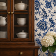 Load image into Gallery viewer, Cobalt Mews Cobalt Blue Toile Cats Peel and Stick and Traditional Wallpaper