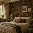 Load image into Gallery viewer, Defours Place Green and Burgundy Botanical Peel and Stick and Traditional Wallpaper