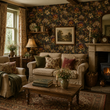Load image into Gallery viewer, Defours Place Green and Burgundy Botanical Peel and Stick and Traditional Wallpaper
