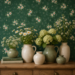 Load image into Gallery viewer, Bedwardine Gardens Green Floral Peel and Stick and Traditional Wallpaper