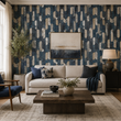 Load image into Gallery viewer, Vincennes Estate Silver and Blue Modern Geometric Peel and Stick and Traditional Wallpaper