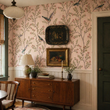Load image into Gallery viewer, Edie Avenue Pink Bird Chinoiserie Peel and Stick and Traditional Wallpaper