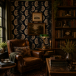 Load image into Gallery viewer, Gretta Dark and Moody Art Deco Floral Peel and Stick and Traditional Wallpaper