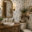 Load image into Gallery viewer, Serina Vintage Blue Floral Cottage Peel and Stick and Traditional Wallpaper