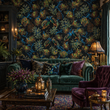 Load image into Gallery viewer, Beatty Mews Black Victorian Peacock Peel and Stick and Traditional Wallpaper
