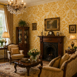 Load image into Gallery viewer, Victoria Gold Damask Victorian Peel and Stick and Traditional Wallpaper