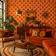 Load image into Gallery viewer, Ursula Street Orange Retro Peel and Stick and Traditional Wallpaper
