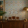 Load image into Gallery viewer, Cecilia Road Victorian Blue Damask Peel and Stick and Traditional Wallpaper