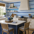 Load image into Gallery viewer, Myrtle Blue Striped Nautical Coastal Peel and Stick and Traditional Wallpaper