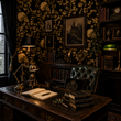 Load image into Gallery viewer, Ravens Way Black Gothic Skull Peel and Stick and Traditional Wallpaper