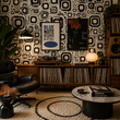 Load image into Gallery viewer, Vernon Place Black and White Bold Geometric Peel and Stick and Traditional Wallpaper