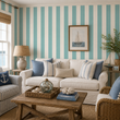 Load image into Gallery viewer, Natalie Blue Teal Striped Peel and Stick and Traditional Wallpaper
