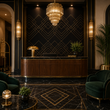 Load image into Gallery viewer, Irwin Isle Black and Gold Art Deco Peel and Stick and Traditional Wallpaper