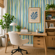 Load image into Gallery viewer, Aldred Road Blue and Green Striped Peel and Stick and Traditional Wallpaper