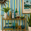 Load image into Gallery viewer, Aldred Road Blue and Green Striped Peel and Stick and Traditional Wallpaper