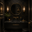 Load image into Gallery viewer, Irwin Isle Black and Gold Art Deco Peel and Stick and Traditional Wallpaper