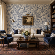 Load image into Gallery viewer, Abberely Mews Victorian Blue Toile Peel and Stick and Traditional Wallpaper