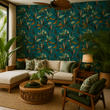 Load image into Gallery viewer, Drapers Gardens Blue Tropical Peel and Stick and Traditional Wallpaper