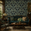 Load image into Gallery viewer, Elanore Victorian Botanical Damask Bird Peel and Stick and Traditional Wallpaper