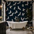 Load image into Gallery viewer, Outwich Street White Cranes Peel and Stick and Traditional Wallpaper