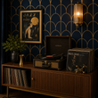 Load image into Gallery viewer, Tyning End Blue and Gold Art Deco Peel and Stick and Traditional Wallpaper