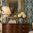 Load image into Gallery viewer, Caladonian Victorian Blue Damask Peel and Stick and Traditional Wallpaper