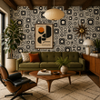 Load image into Gallery viewer, Vernon Place Black and White Bold Geometric Peel and Stick and Traditional Wallpaper