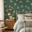 Load image into Gallery viewer, Bedwardine Gardens Green Floral Peel and Stick and Traditional Wallpaper