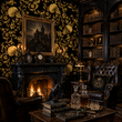 Load image into Gallery viewer, Ravens Way Black Gothic Skull Peel and Stick and Traditional Wallpaper