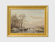 Load image into Gallery viewer, A Frozen Canal in the Meuse by Andreas Schelfhout, circa 1867.