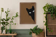 Load image into Gallery viewer, Black Cat Peeking Around Corner Wall Art Print