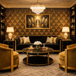 Load image into Gallery viewer, Ritz Plaza Black and Gold Art Deco Peel and Stick and Traditional Wallpaper