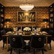 Load image into Gallery viewer, Ritz Plaza Black and Gold Art Deco Peel and Stick and Traditional Wallpaper
