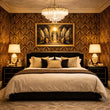 Load image into Gallery viewer, Ritz Plaza Black and Gold Art Deco Peel and Stick and Traditional Wallpaper