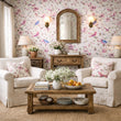 Load image into Gallery viewer, Felicia Pink and Blue Botanical Floral Bird Peel and Stick and Traditional Wallpaper
