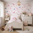 Load image into Gallery viewer, Felicia Pink and Blue Botanical Floral Bird Peel and Stick and Traditional Wallpaper