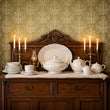 Load image into Gallery viewer, Basnet Green Victorian Damask Peel and Stick and Traditional Wallpaper