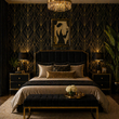 Load image into Gallery viewer, Anson Street Black and Gold Art Deco Peel and Stick and Traditional Wallpaper