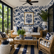 Load image into Gallery viewer, Brydon Walk Blue and White Tropical Palm Peel and Stick and Traditional Wallpaper