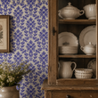 Load image into Gallery viewer, Victorian Cottage Blue Botanical Peel and Stick and Traditional Wallpaper