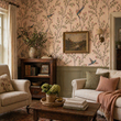 Load image into Gallery viewer, Edie Avenue Pink Bird Chinoiserie Peel and Stick and Traditional Wallpaper