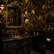 Load image into Gallery viewer, Ravens Way Black Gothic Skull Peel and Stick and Traditional Wallpaper
