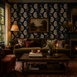 Load image into Gallery viewer, Gretta Dark and Moody Art Deco Floral Peel and Stick and Traditional Wallpaper