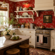 Load image into Gallery viewer, Tallis Court Red Floral Peel and Stick and Traditional Wallpaper